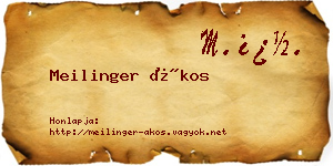 Meilinger Ákos névjegykártya